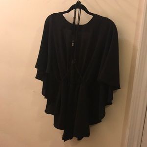 Never Worn! Black Romper with Cape and Tas…